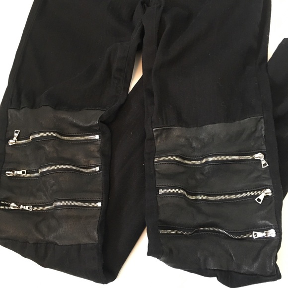 J Brand Hewson Black Skinny Jeans Zipper Knees 25 - Picture 4 of 10